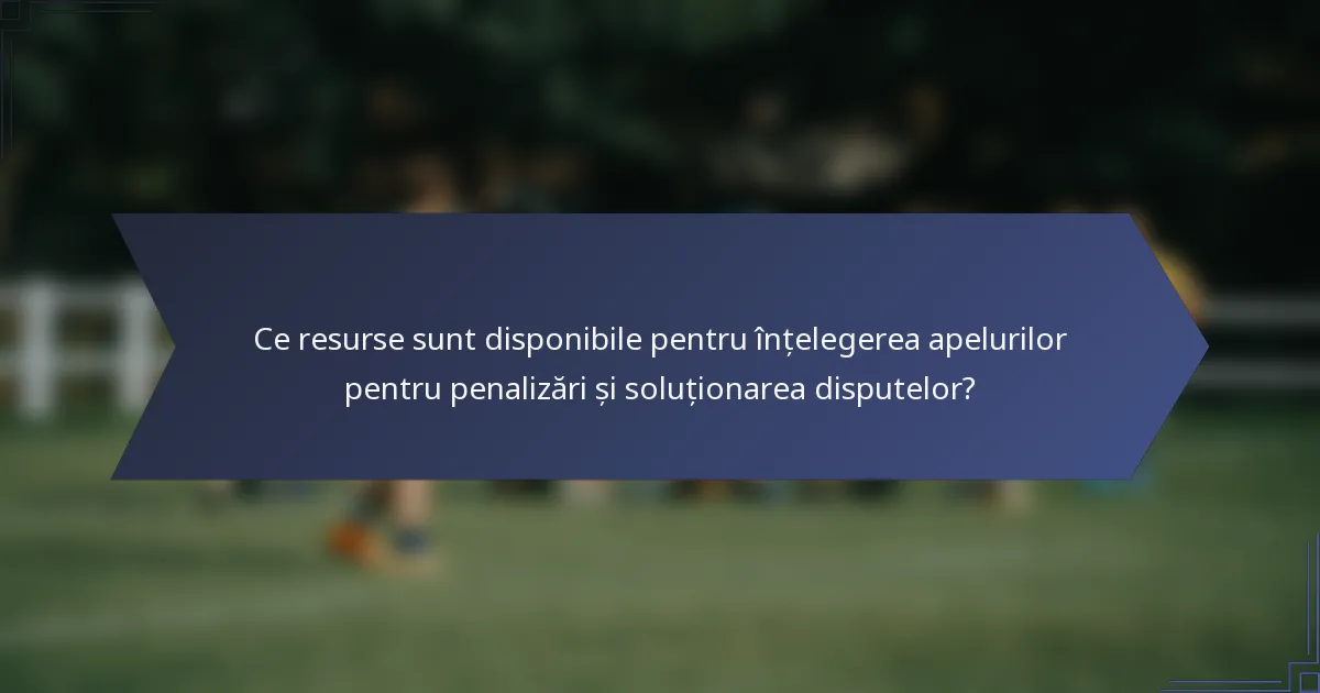 Ce resurse sunt disponibile pentru înțelegerea apelurilor pentru penalizări și soluționarea disputelor?