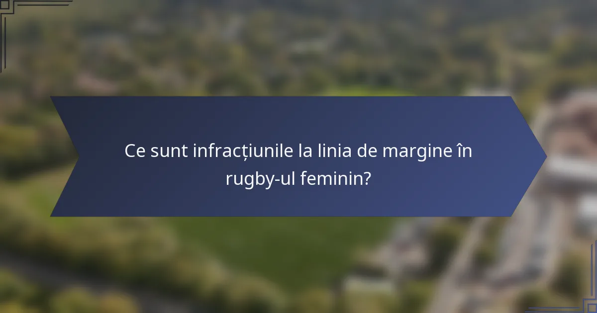 Ce sunt infracțiunile la linia de margine în rugby-ul feminin?