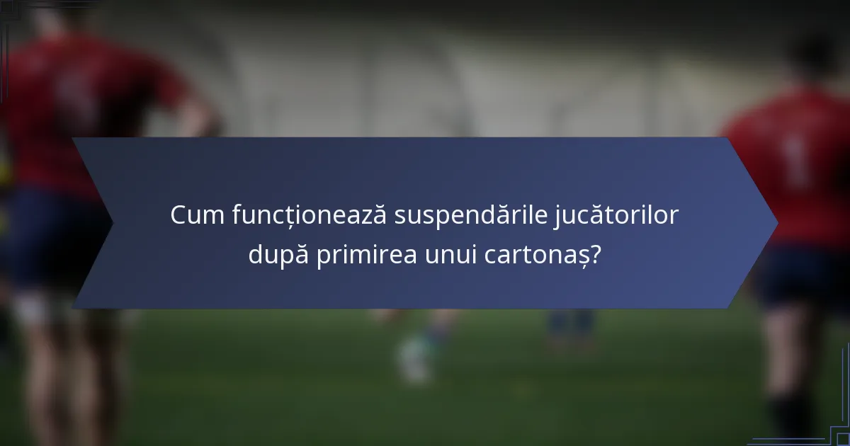 Cum funcționează suspendările jucătorilor după primirea unui cartonaș?
