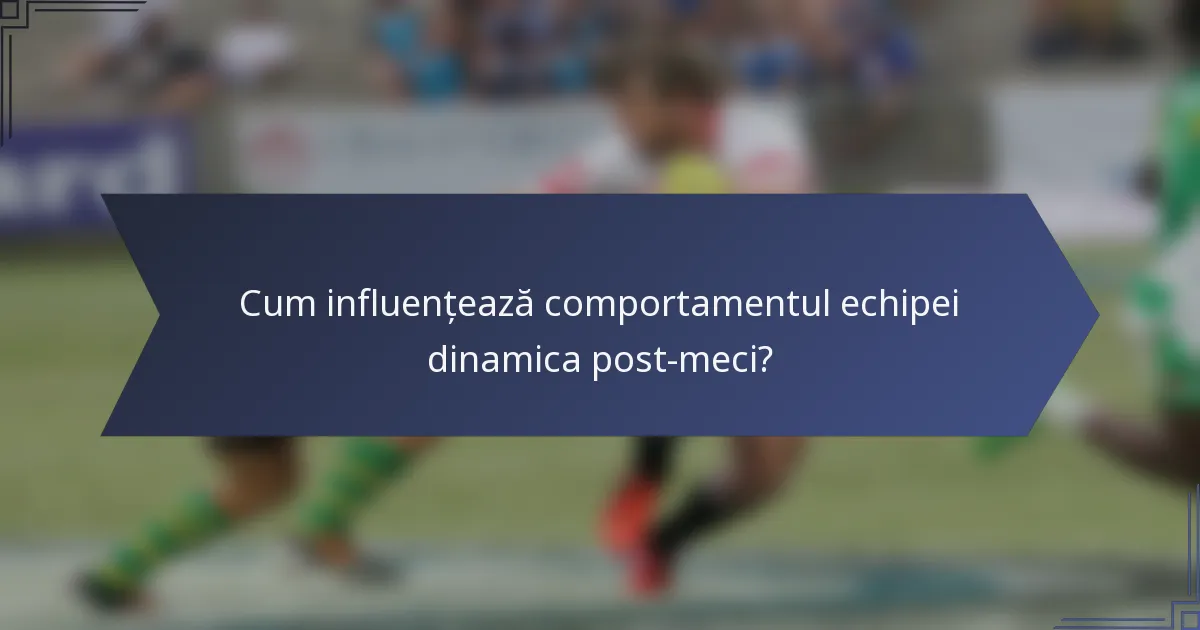 Cum influențează comportamentul echipei dinamica post-meci?