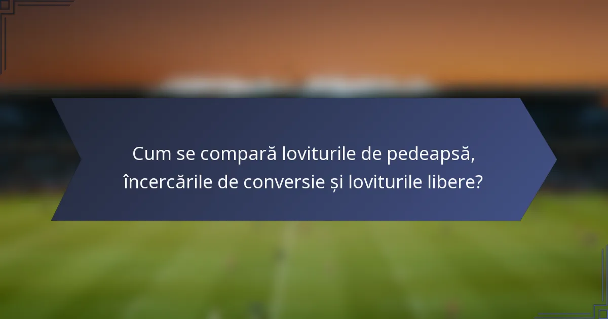 Cum se compară loviturile de pedeapsă, încercările de conversie și loviturile libere?